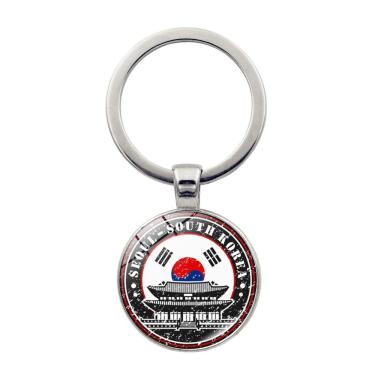 Imagem de Chaveiro com design de bandeira e marco da Coreia do Sul para viajantes