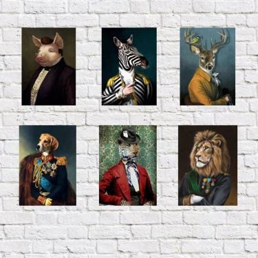 Imagem de Kit 6 Placas Decorativas Bichos Gente 18x27cm