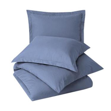 Imagem de Kit 2 fronhas par 400 fios 50 x 70 com abas - CASA LUXOR, Azul Navy