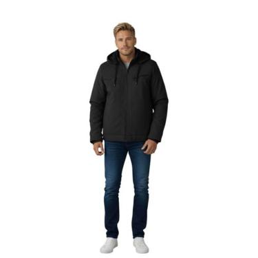 Imagem de Jaqueta Sarja Masculina Revestida Com Capuz Removível - Roger, Preto, 
