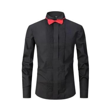 Imagem de Camisa Social Branca Clássica Masculina Com Colarinho Borboleta E Grav