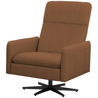 Imagem de Poltrona Decorativa Reclinável Giratória Retrátil Lutor L06 Couro Caramelo Lyam Decor