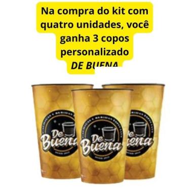 Imagem de Kit 4 Cachaças DEBUENA Mel Limão Honey & Lemon 700 ml + 3 Copos