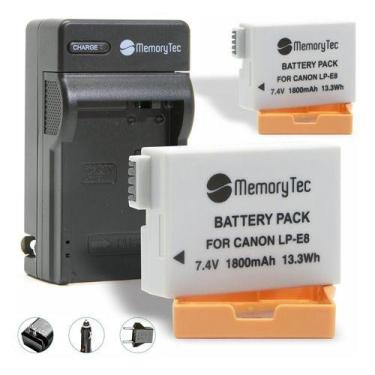Imagem de Kit 2 Baterias LP-E8 + Carregador para Canon - Memorytec