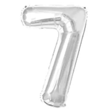 Imagem de Balão Metalizado Número 7 Prata 16" (40cm) Make+