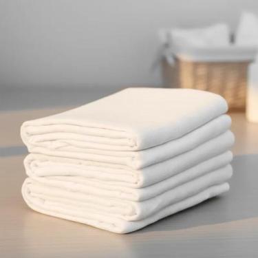 Imagem de Kit 5 Fralda De Pano Limpeza Branca 70x70cm Bebe 100%algodão - Dugu