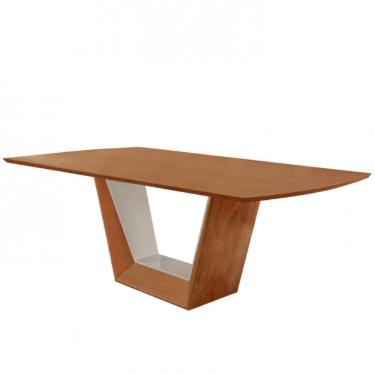 Imagem de Mesa para Sala de Jantar Rubi Oval MDF 180cm Off White Cinamomo Imbuia Estilo Moderno
