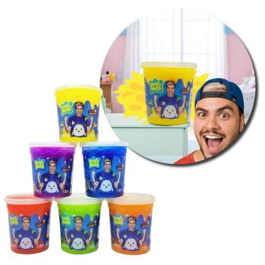 Imagem de Slime Gelástica Luccas Neto Não Gruda 180GR Textura Macia e Elástica Verde Laranja Roxo...