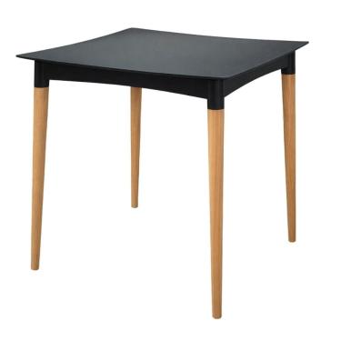 Imagem de Mesa Diana Preta Tramontina 70cm em Polipropileno com Pernas de Madeira Natural