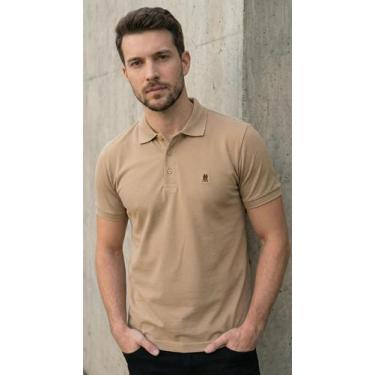 Imagem de Polo Piquet Lisa Com Botão Polo Wear Bege Médio, Bege, GG