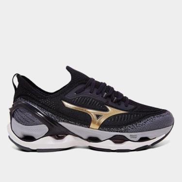 Imagem de Tênis Mizuno Wave Endeavor 3 Masculino, Preto, Dourado, 41