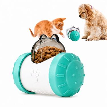 Imagem de Brinquedo Comedouro Lento Para Pets - Dispensador De Ração Atóxico E Resistente Para Cães E Gatos -verde-água