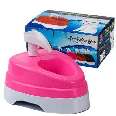 Imagem de Bebedouro Fonte de Água Four Plastic Para Cães e Gatos Rosa 110v