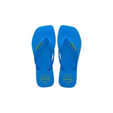 Imagem de Chinelo Havaianas Slim Square Logo Pop Up 021719, Azul, 36