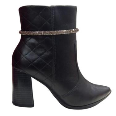 Imagem de Bota feminina ramarim 68102 couro salto bloco alto bico fino, 38, Pret