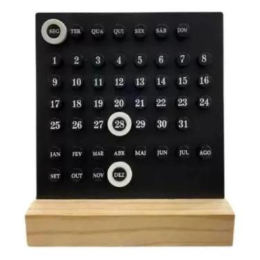 Imagem de Calendário Decorativo Permanente de Mesa em Base de Madeira - Dantas, 