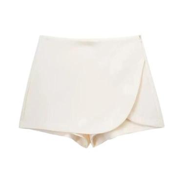 Imagem de Saias Curtas Femininas com Zíper Lateral - Cintura Alta, Estilo Pareô 