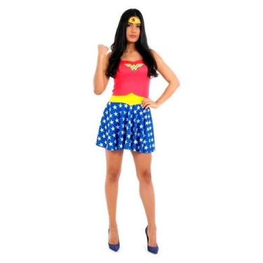 Imagem de Fantasia Mulher Maravilha Adulto Feminino Verão - Sulamericana, M 42 -