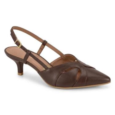 Imagem de Sapato Scarpin Slingback Casual Feminino Vizzano 1122.897 Marrom, 37