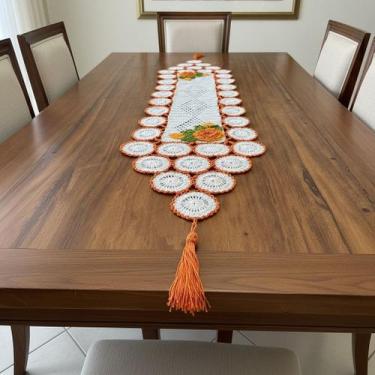 Imagem de Caminho De Mesa 1,50mx38cm M Bordado Crochê Artesanal - Croche Maria V