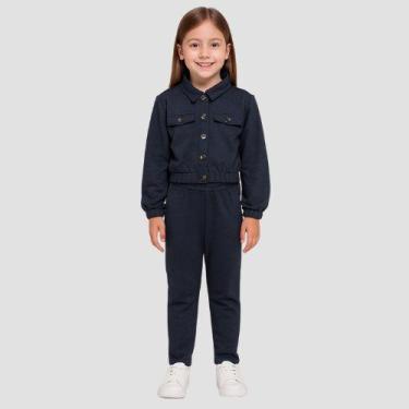 Imagem de Conjunto Infantil Feminino Moletom Jeans Kely & Kety, 10, Azul