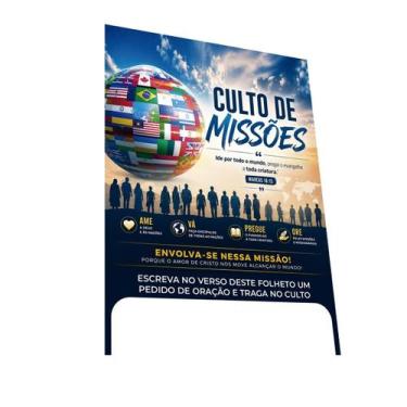 Imagem de Folheto Panfleto Evangelístico Culto de Missões 10x14cm - novo israel,