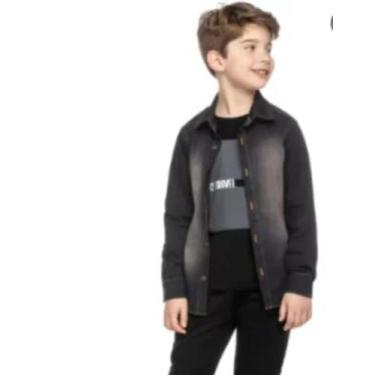 Imagem de Camisa Jeans Preta Infantil Menino Manga Longa - Colorittá Kids, 4