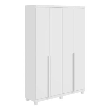 Imagem de Guarda Roupa Solteiro para Closet Alonzo 4 Portas de Bater 2 Gavetas em MDF Branco Text...
