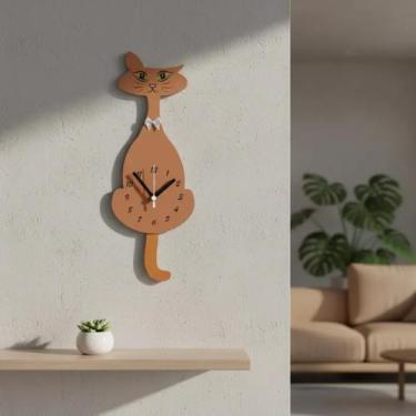 Imagem de Relógio de Parede Criativo Gato com movimento no pêndulo - Genérica