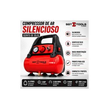 Imagem de Compressor De Ar Profissional Sigma Tools 6L 1,5HP Oil Free 6PCM 115 P