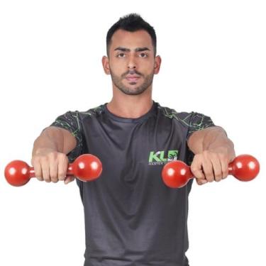 Imagem de Par Halteres Kl Master Fitness Academia Emborrachado 3 Kg, Vermelho