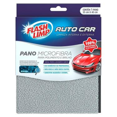 Imagem de Pano de Microfibra para Polimento e Brilho Limpeza a Seco e Vidros 35x40CM Cinza Flashlimp