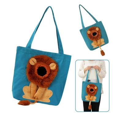 Imagem de Bolsa de Transporte para Pets AB Mídia BSL3906 Gatos e Cachorros Náilon Estampa Leão Azul 43CM