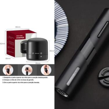 Imagem de kit vinho, abridor, saca rolhas elétrico + tampa para garrafas - genér