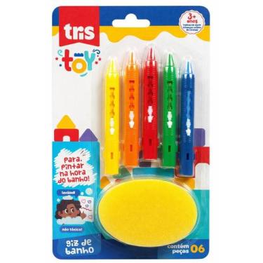 Imagem de Giz de Cera p/ Banho Tris 5 Cores Retrátil Infantil Lavável