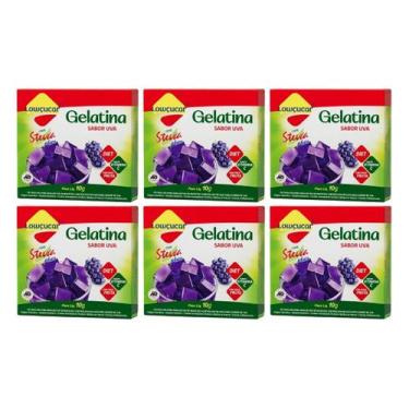 Imagem de Kit 6 gelatina diet plus uva com stevia 10g lowçucar
