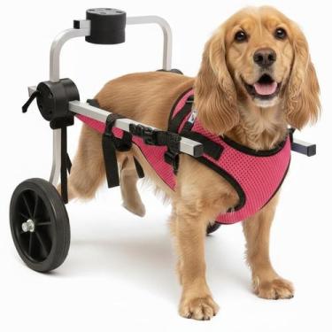 Imagem de Cadeira 2 Rodas Colete Tamanho G Rosa Cachorro Traseira Regulável Defi
