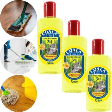 Imagem de KIT 3 DESINFETANTE CONCENTRADO COALA 3 EM 1 FRASCO 120ml CITRONELA
