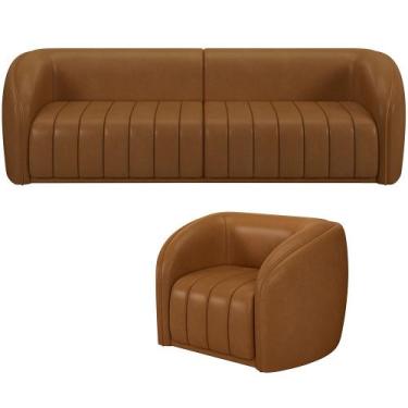 Imagem de Kit Sofá 5 Lugares Para Sala 332cm com 01 Poltrona Lazio M03 material 