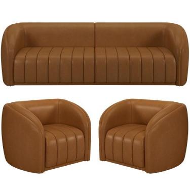 Imagem de Kit Sofá 4 Lugares Para Sala 292cm com 02 Poltronas Lazio M03 material