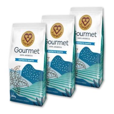 Imagem de Café Moído 3 Corações Gourmet Espírito Santo Kit 3un 250g
