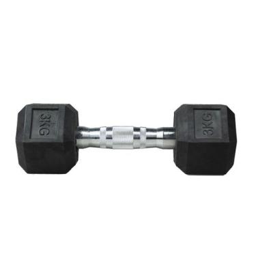 Imagem de Halter 3kg Emborrachado Sextavado Cromado Dumpbell Academia - PHELPS M