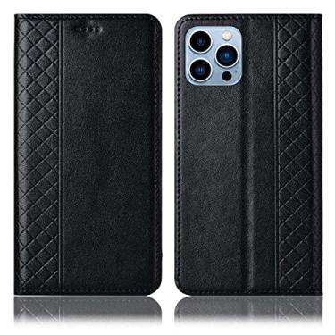 Imagem de LAHappyL Capa carteira para iPhone 13 Pro Max/13 Pro/13/13 Mini, capa flip de couro legítimo de luxo com compartimentos para cartões, suporte, fecho magnético, preto, 13 de 6,1 polegadas