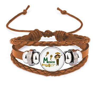Imagem de un brand Pulseira mexicana de couro com instrumentos musicais do México