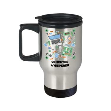 Imagem de Caneca de viagem para computador Whisperer – Copo de café isolado para computador – Presentes para computador Whisperer