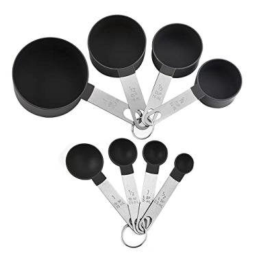 Imagem de FUYTERY Conjunto de copos e colheres medidores de 8 peças utensílio de cozinha empilhável de aço inoxidável (cinza)