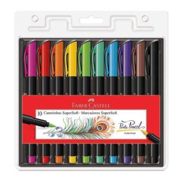 Imagem de Estojo 10 Canetas SuperSoft Ponta Pincel Faber Castell Un PM