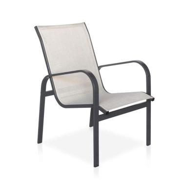 Imagem de Cadeira Para Varanda, área Externa, Gourmet E Jardim - Grafite Em Tela Sling Cinza Claro