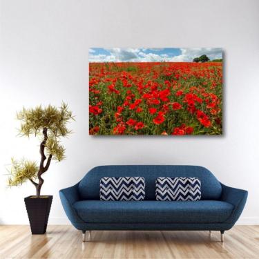 Imagem de Quadro decorativo Paisagem Flores - Tela em Tecido