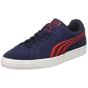 Imagem de PUMA Tênis masculino clássico de camurça com crachá, azul lápis-Puma preto, tamanho 41, Toreador de pavão, 4